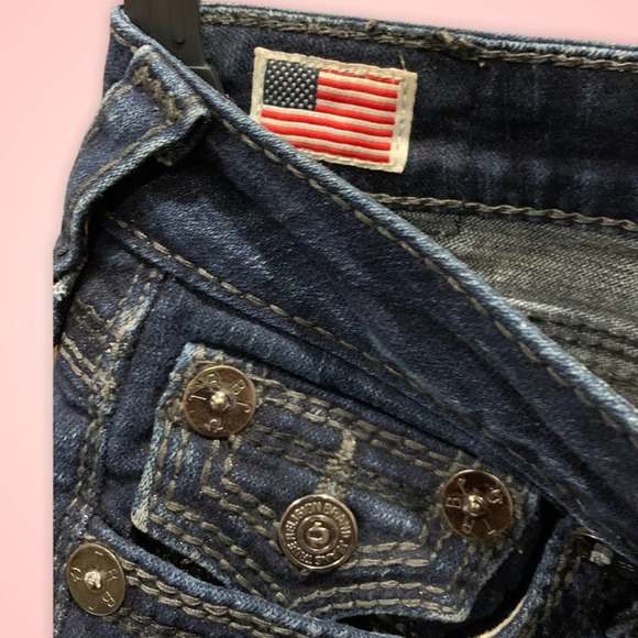 True Religion Jeans Billy Big QT Straight Women's Size 26 Dark Wash Button Flap - Picture 8 of 10